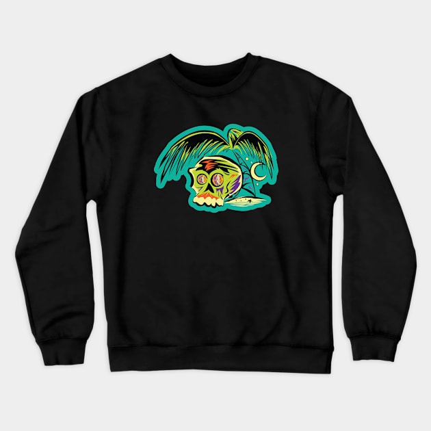 Skull Isle Full Color Crewneck Sweatshirt by AnOakEye